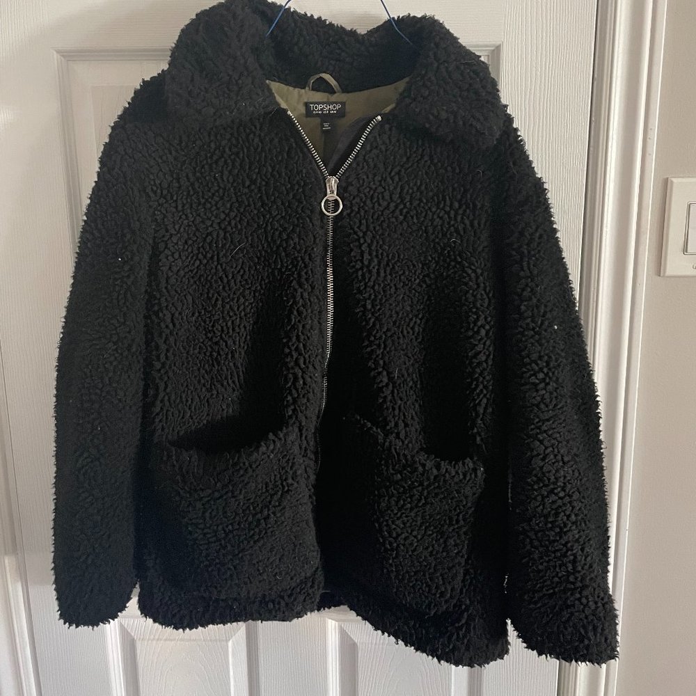 Topshop Black Fleece Jacket